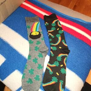 NEW Happy Threads 2 Pairs Crew Socks St. Patrick’s Day Pot ‘O Gold Shamrock